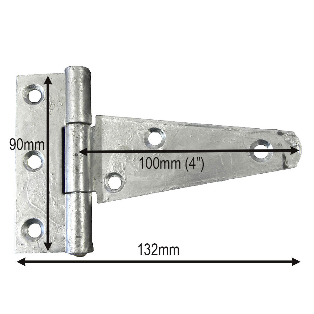 4in (100mm) Heavy Duty Galvanised Tee Hinges, pair