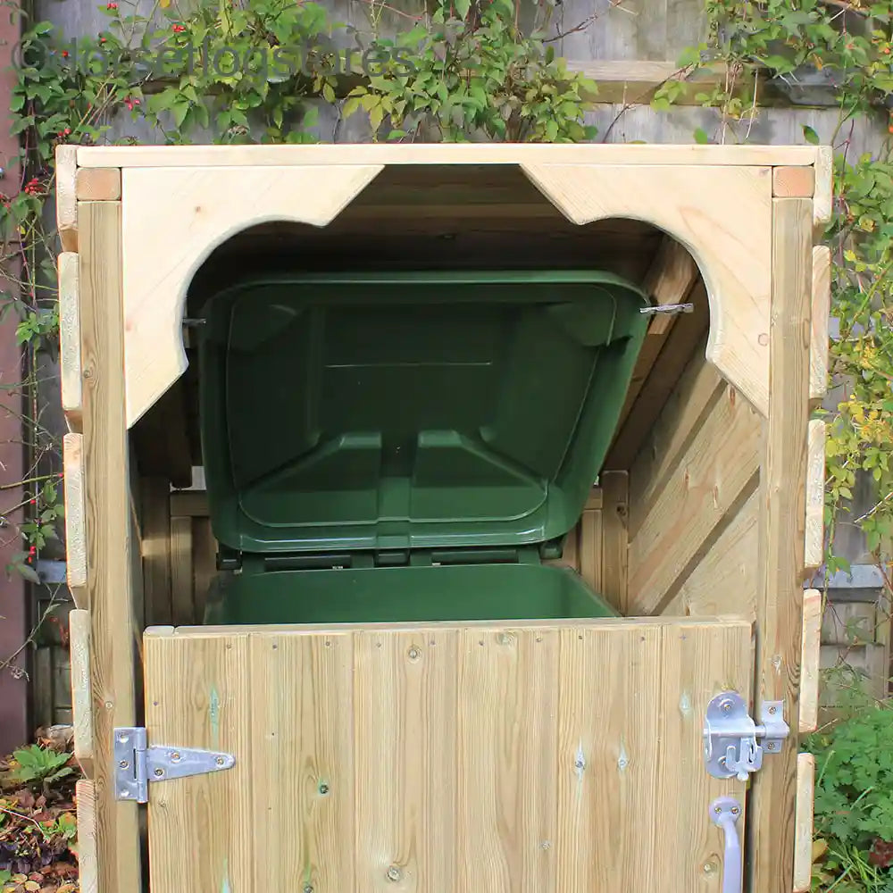 Wheelie Bin Store - bin lid open