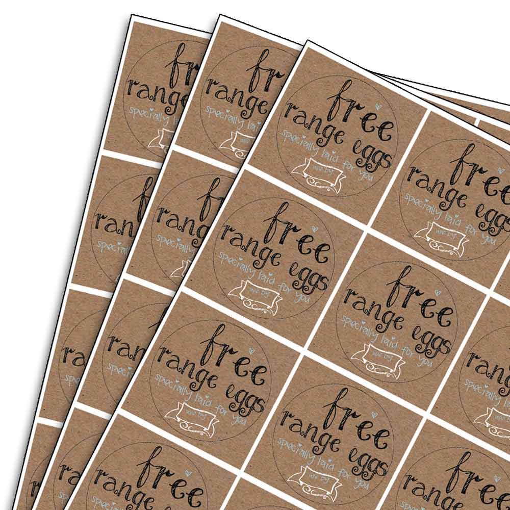 Round Buff Brown Egg Box Labels