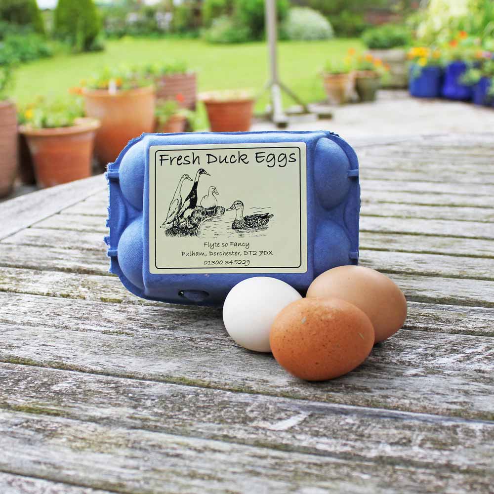 Duck Egg Box Label on Blue Egg Box
