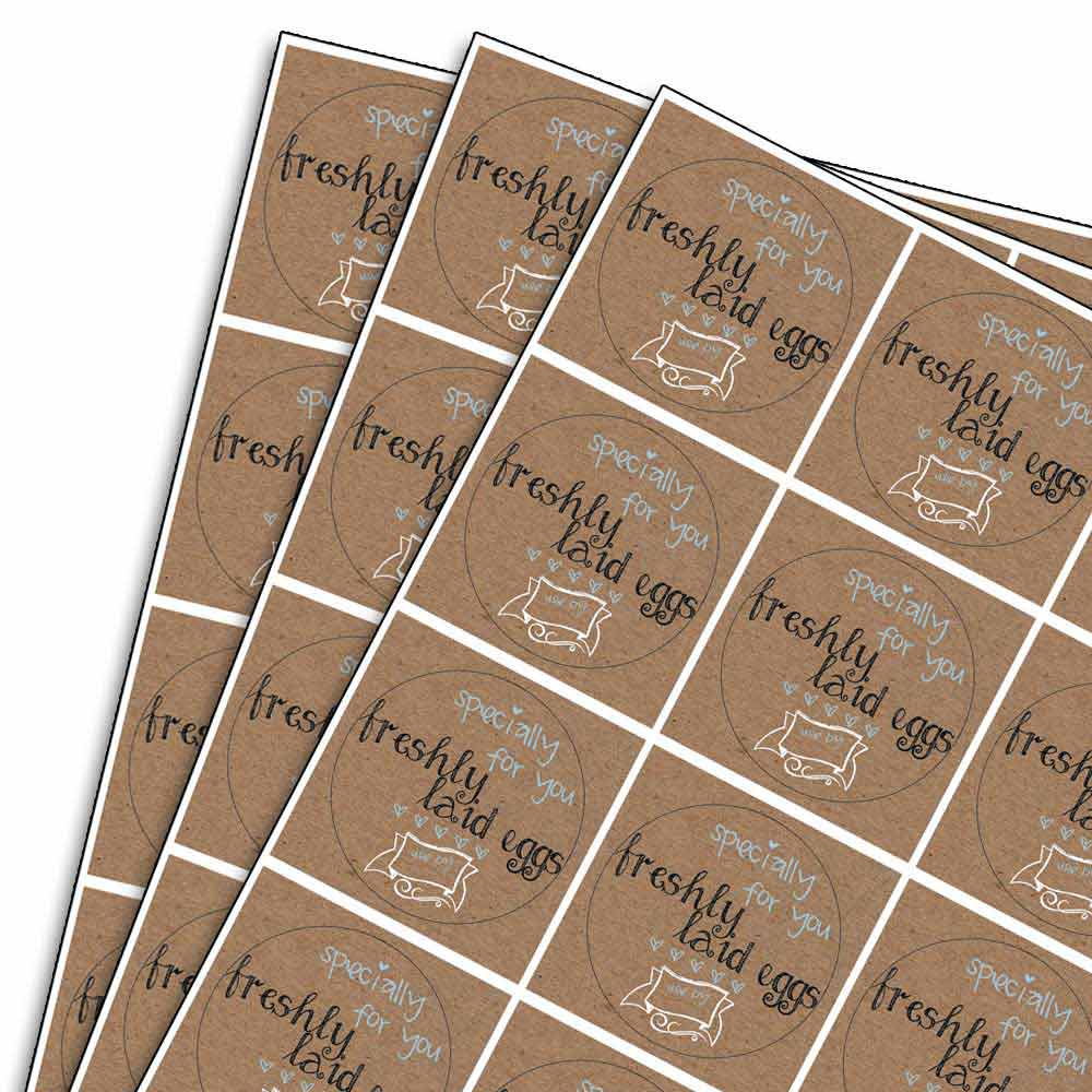 Round Buff Brown Egg Box Labels