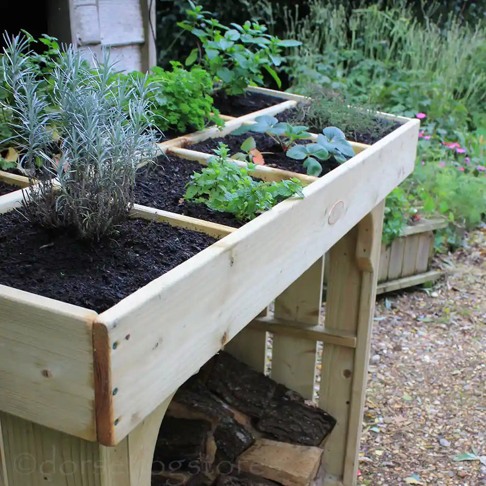 8-bay Herb Garden on Large Grow-Top Log Store