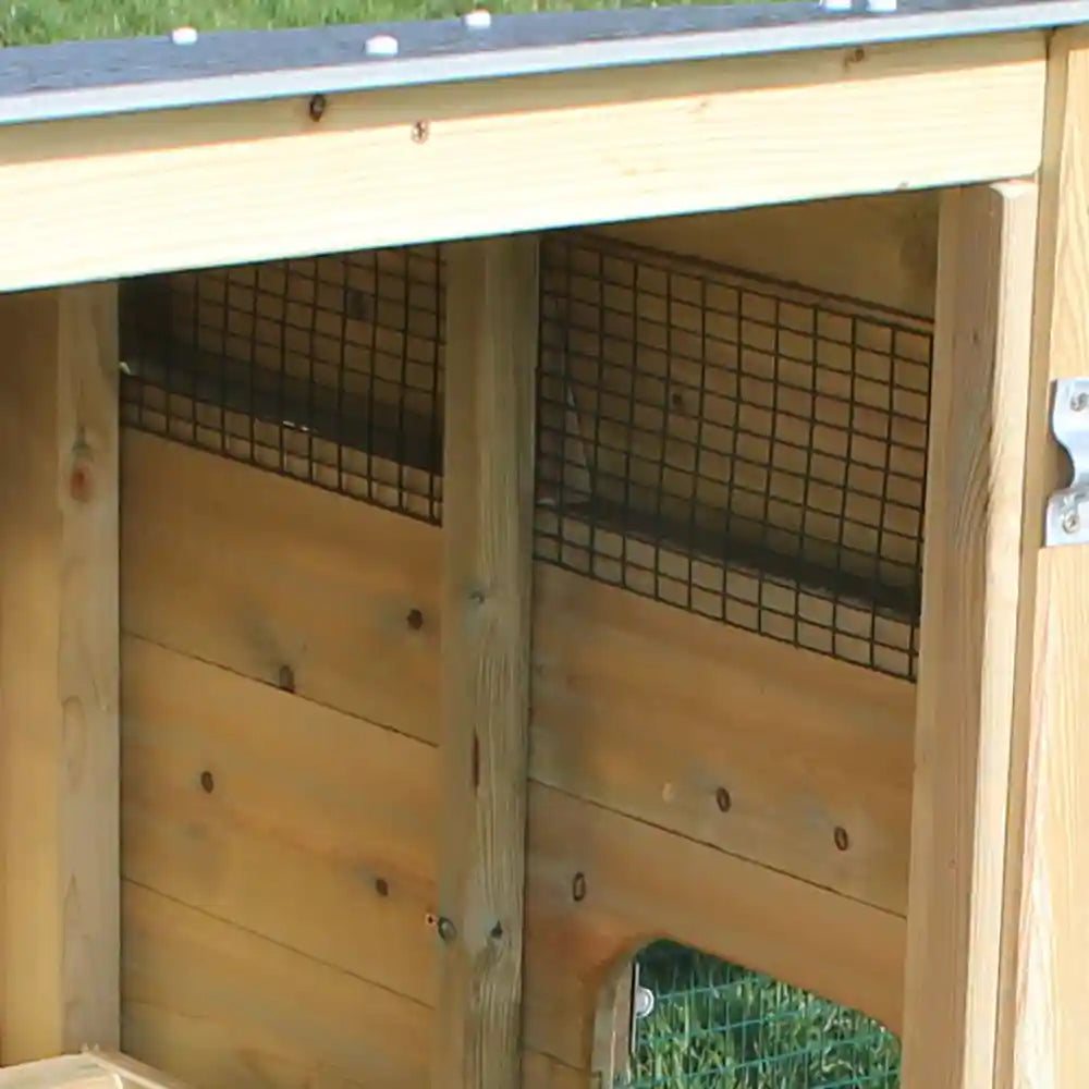 Meshed louvres inside the henhouse