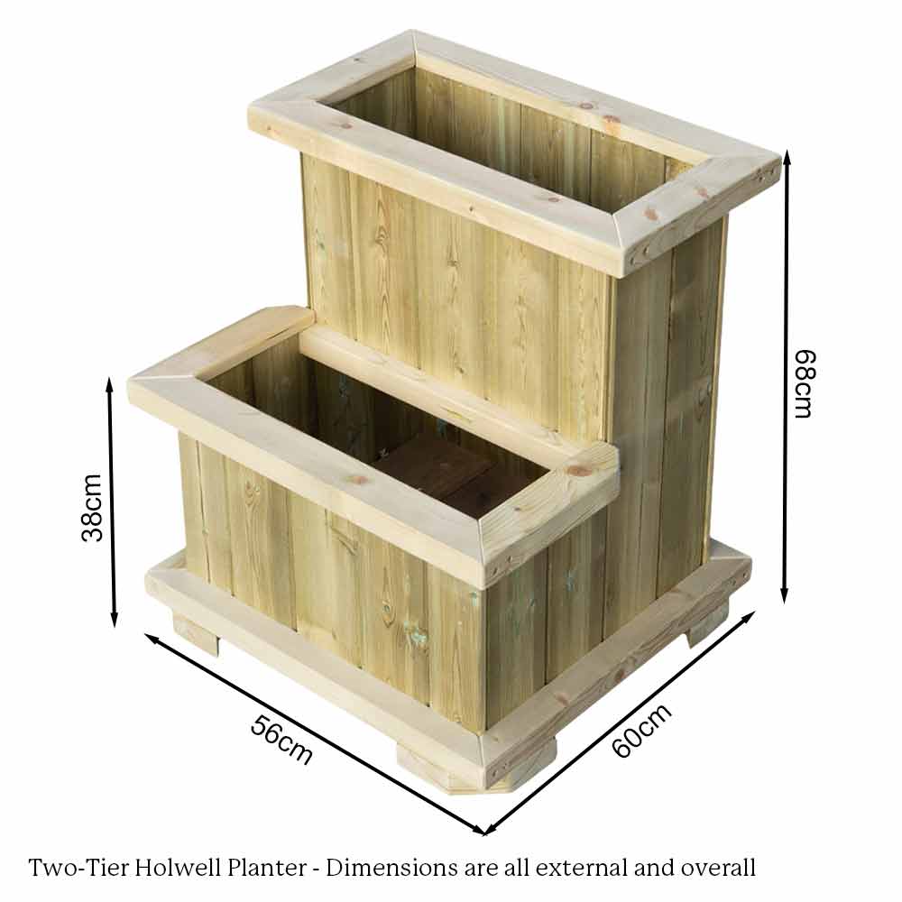 Holwell Heavy Duty Two Tier Wooden Planter