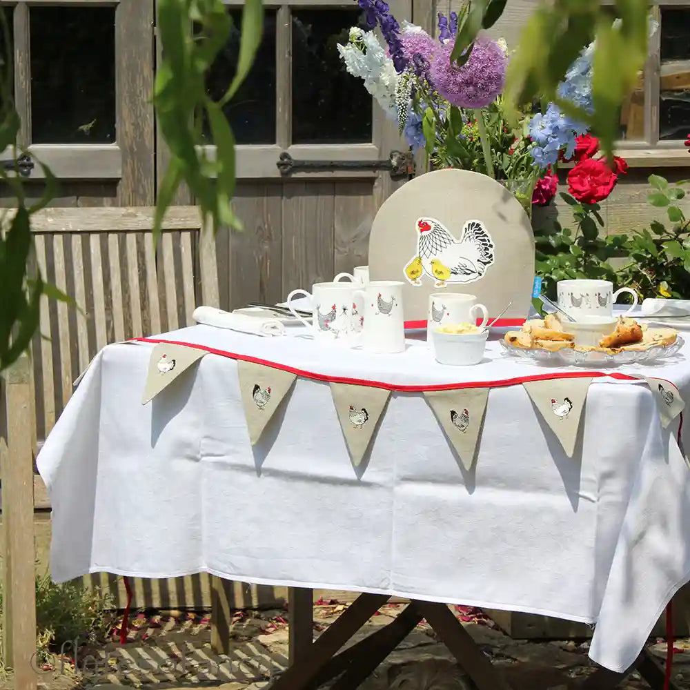 Mrs Chicken Linen Bunting