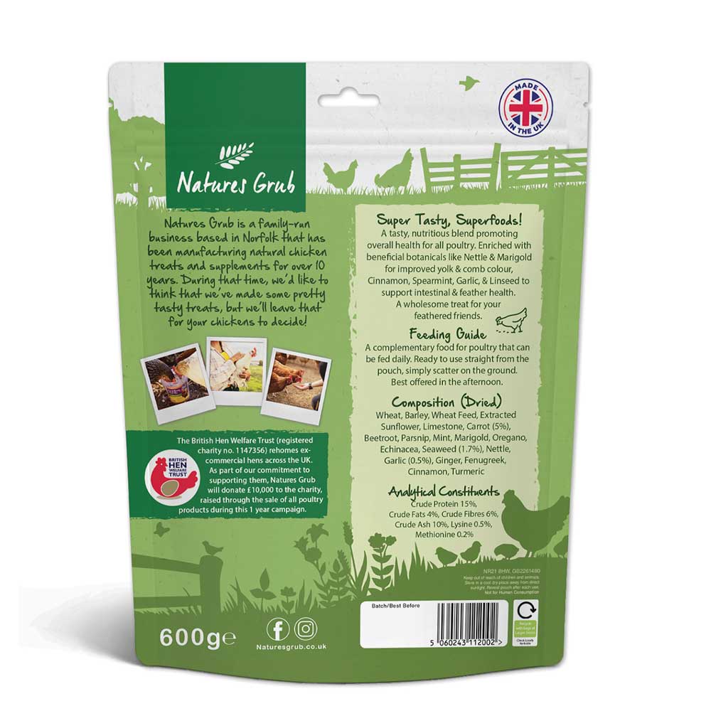 Natures Grub Superfoods Poultry Treat, Garlic & Herb, 600g