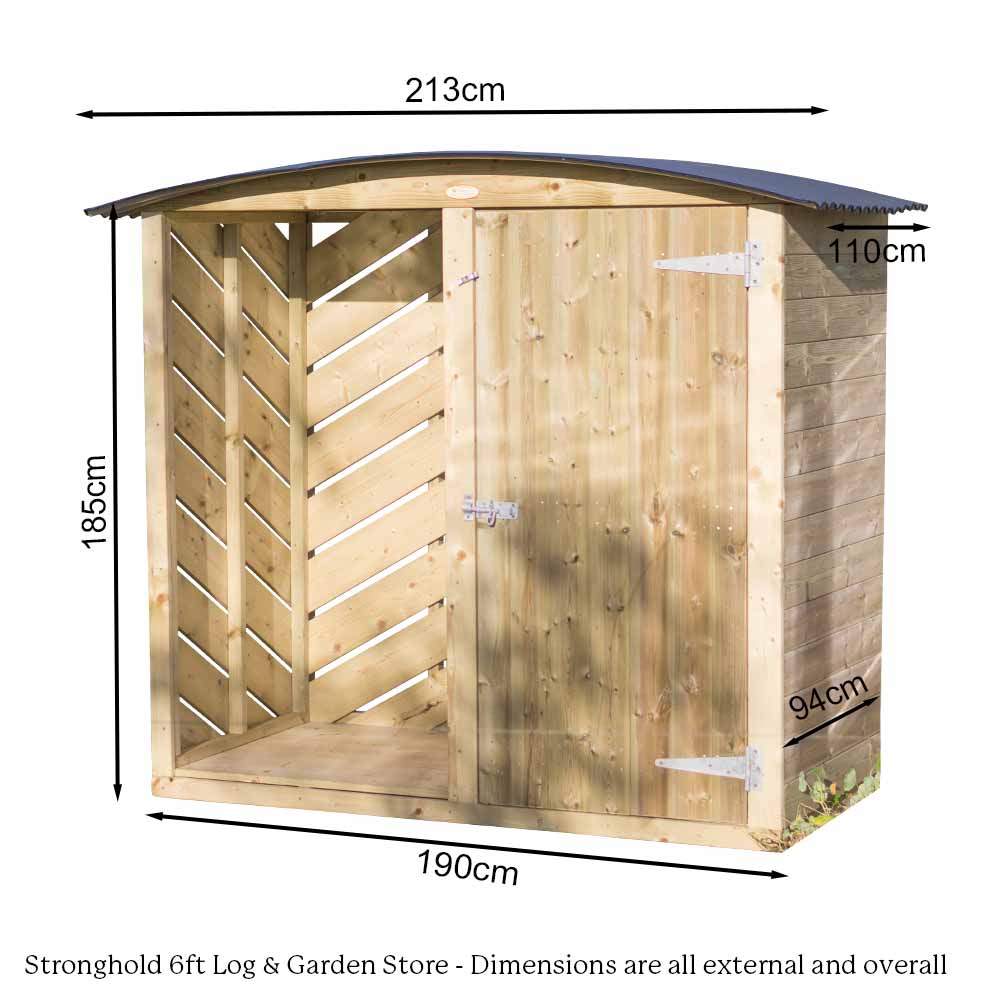 Stronghold 6ft Log-Garden Store dimensions
