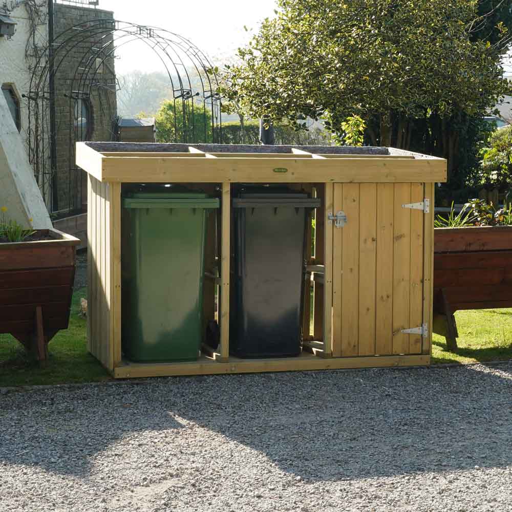 Grow Top Triple Wheelie Bin Store with Doors - NEW!