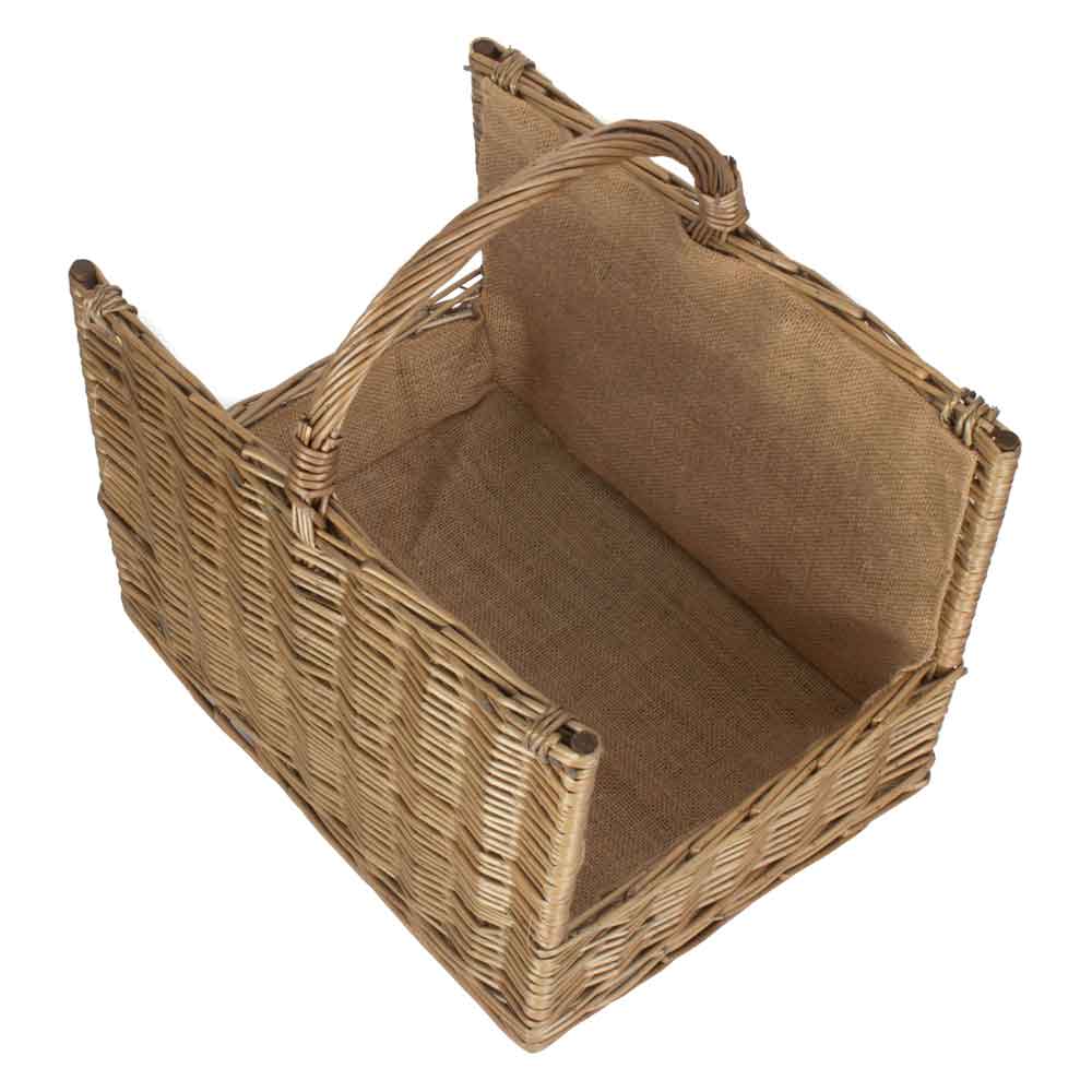Antique Wash Open Ended Willow Log Basket
