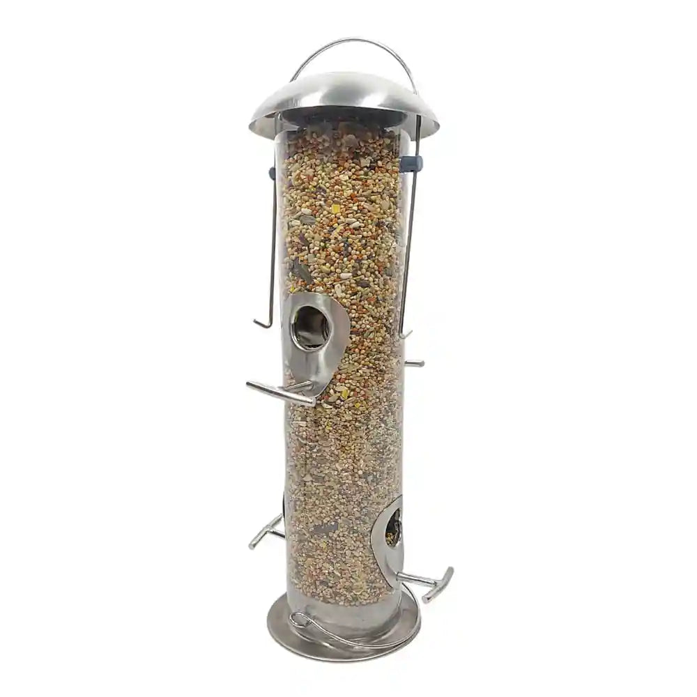 Stainless Steel Bird Seed Feeder with seed