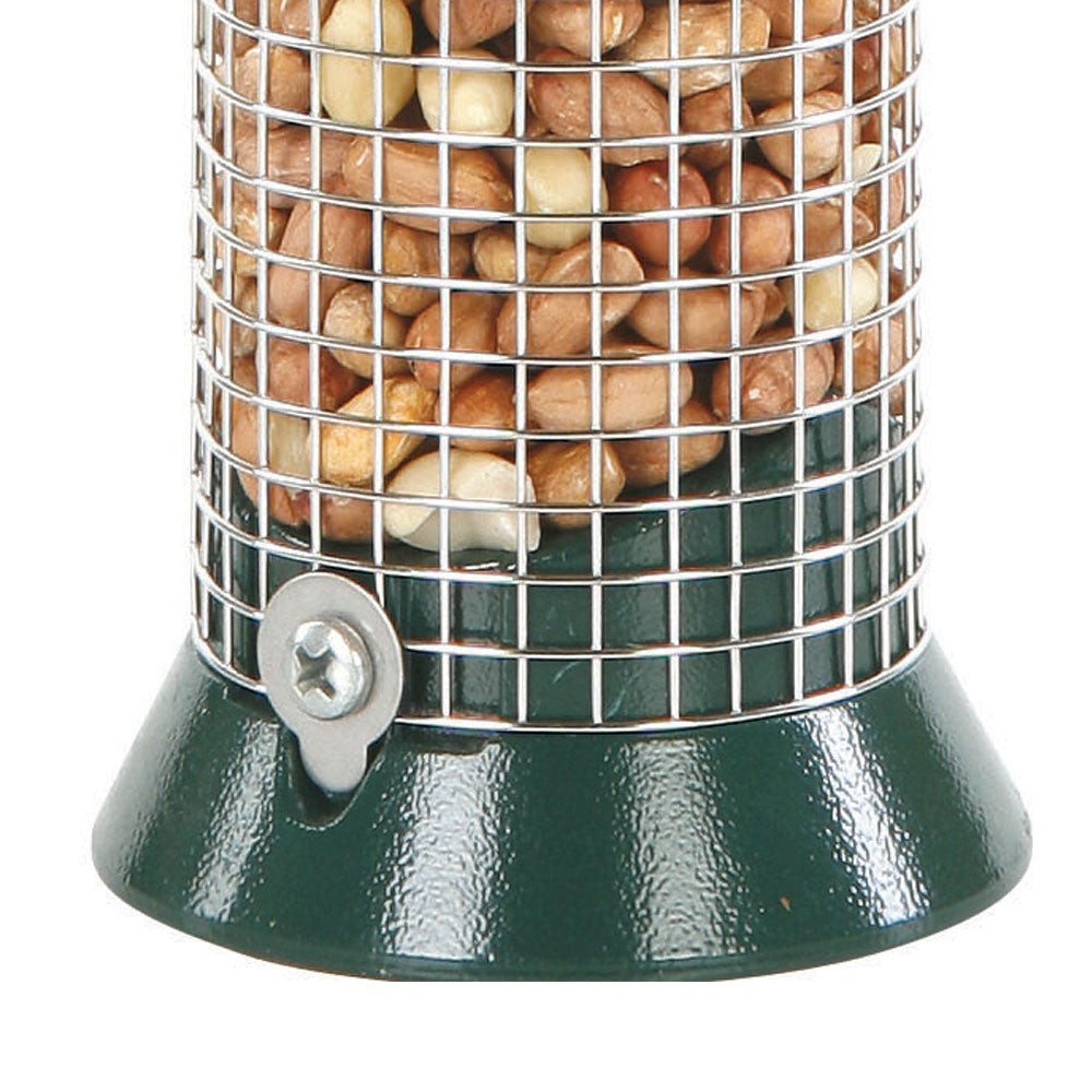 Detail of Green Metal Peanut Feeders