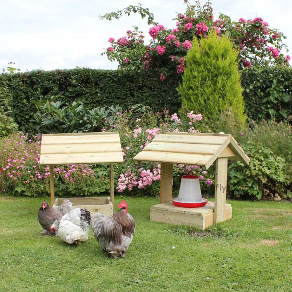 Chicken Dustbath and Feeder Shelter (with Pekins)