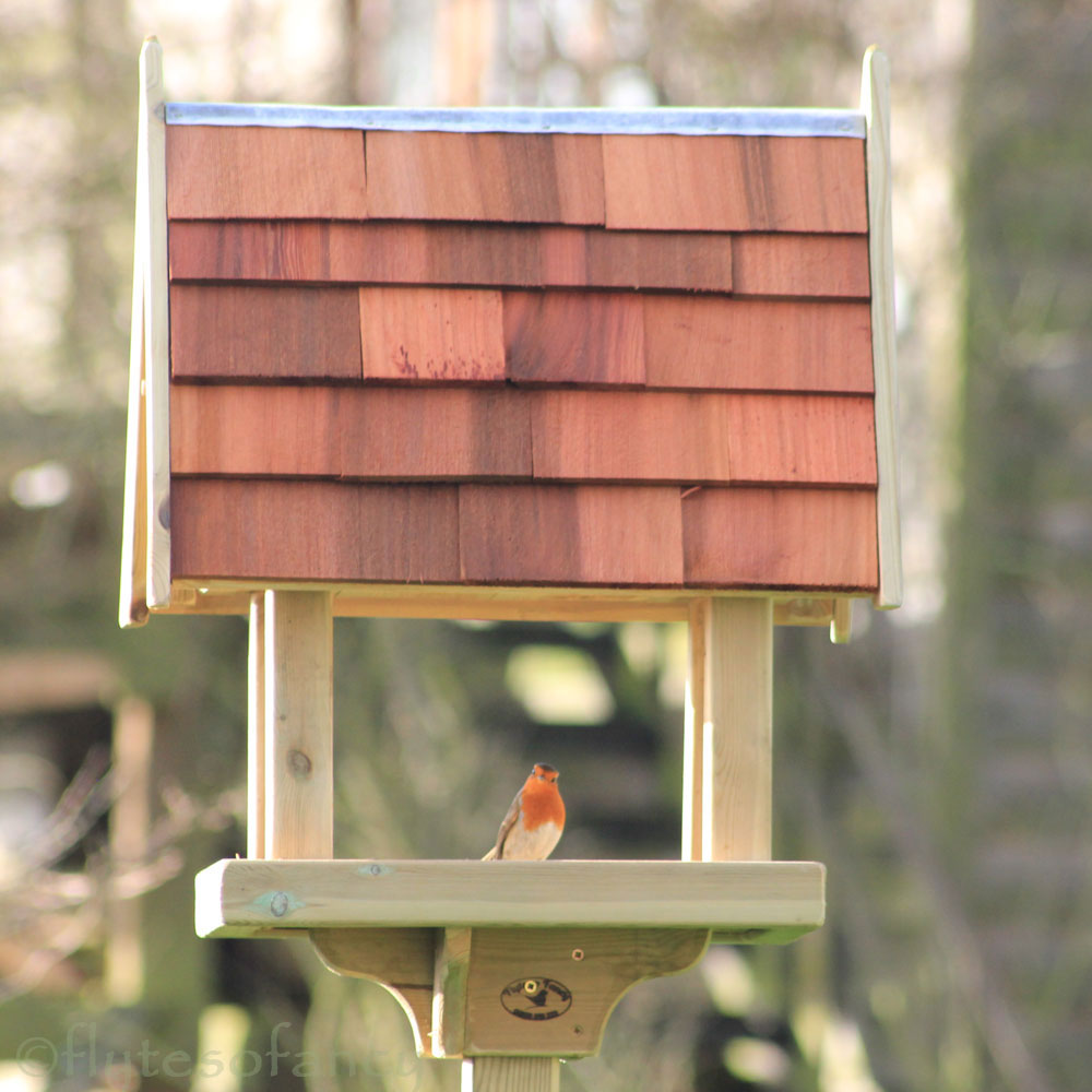 Roof and table detail of the Hornbeam Bird Table