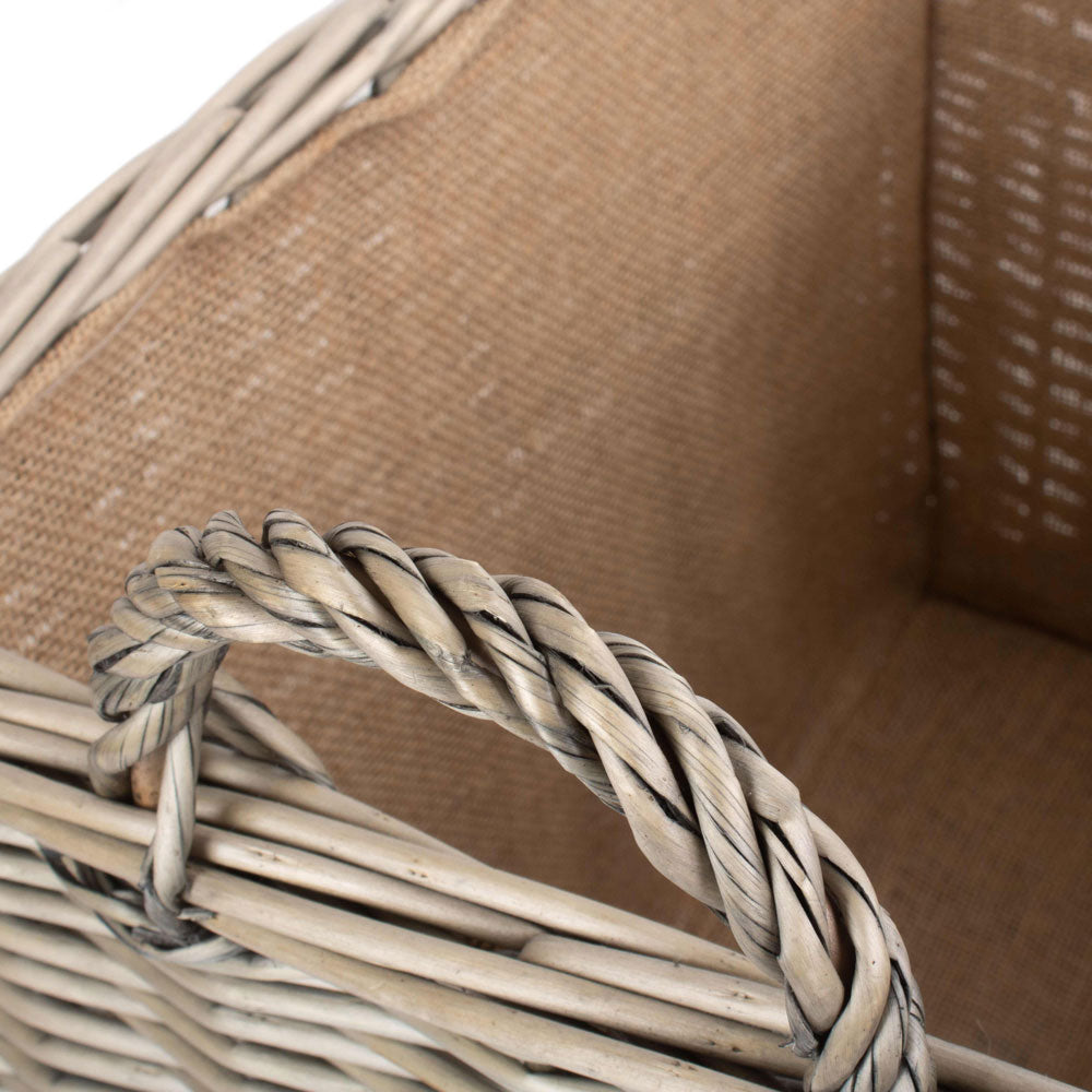 Handle of Large Rectangular Wicker Storage Basket