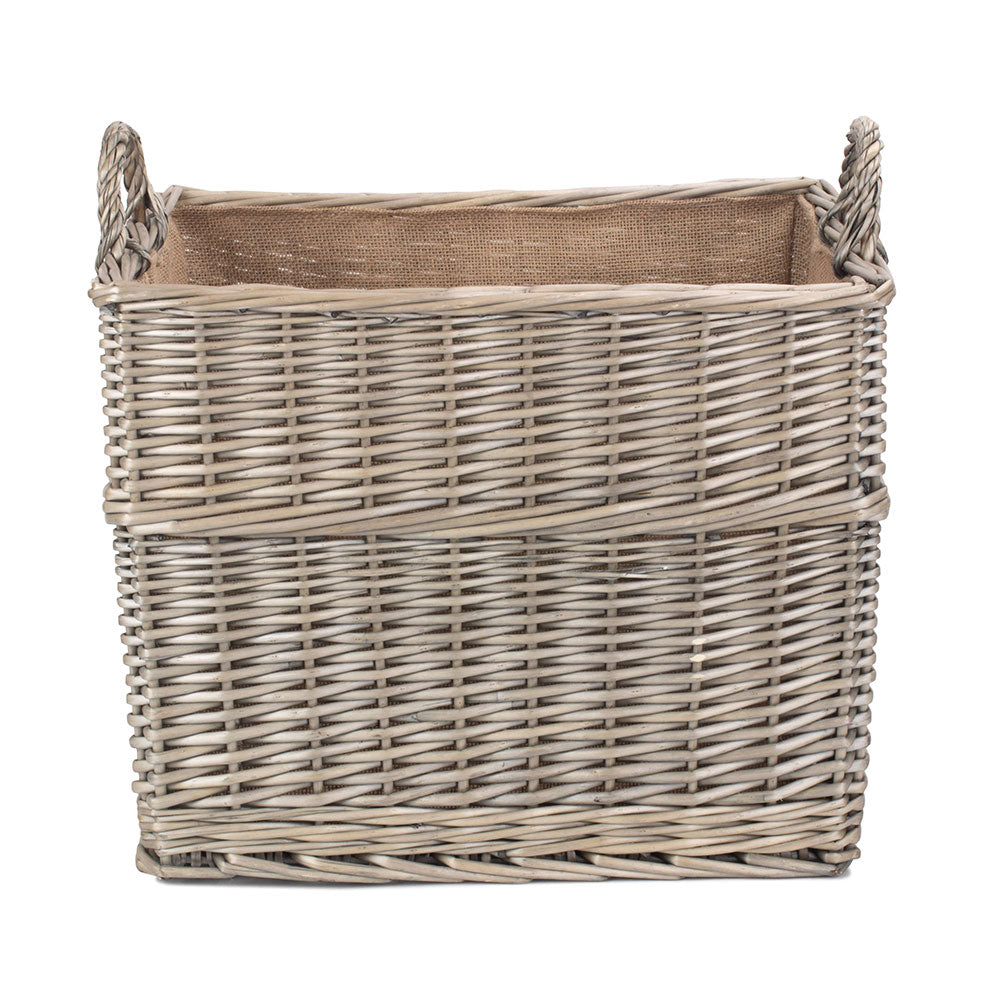 Side view Large Rectangular Wicker Storage Basket