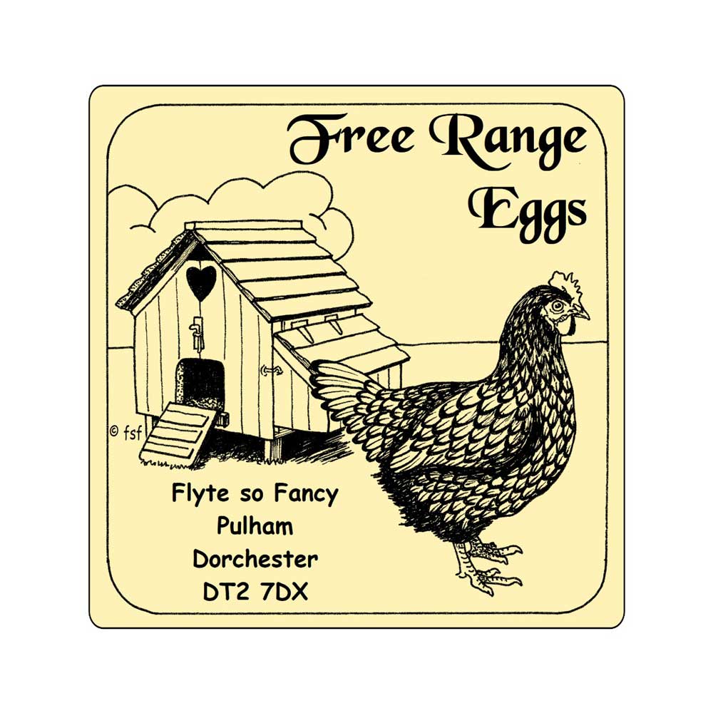 Personalised Free Range Eggs labels, cream