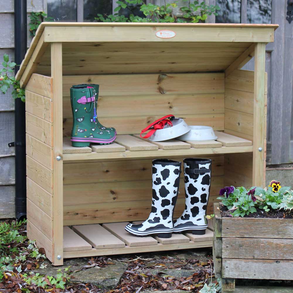 Wooden Welly Boot Store, front view