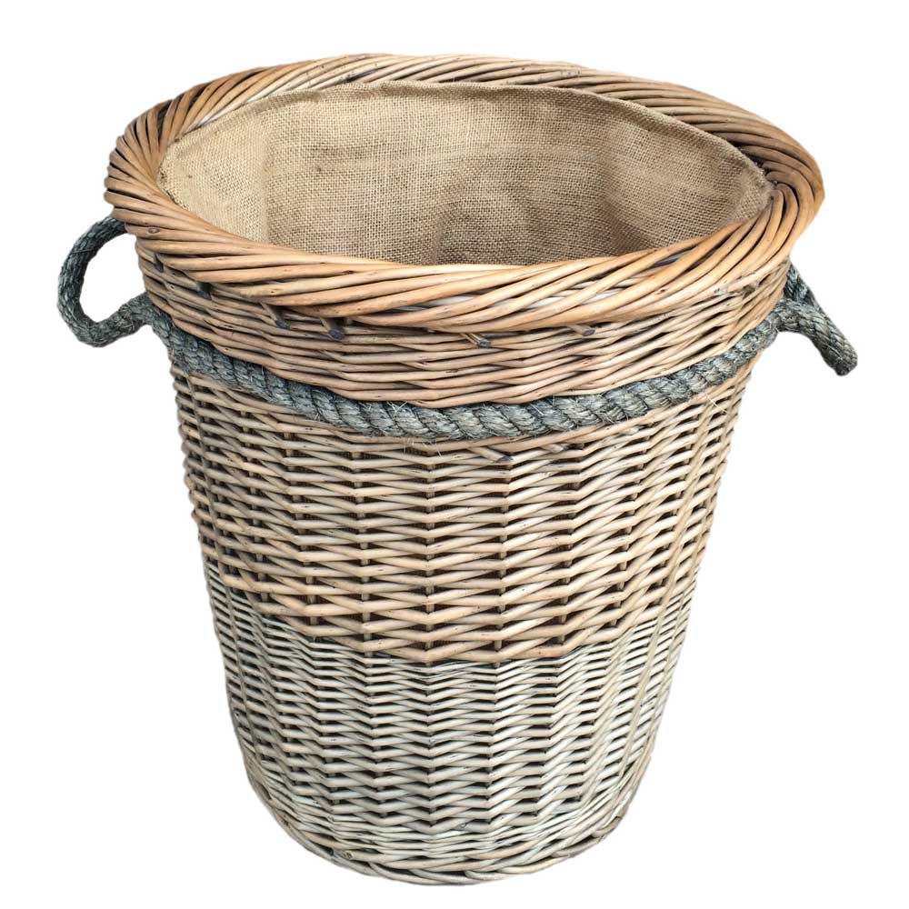 Tall Round Deluxe Lined Willow Log Basket