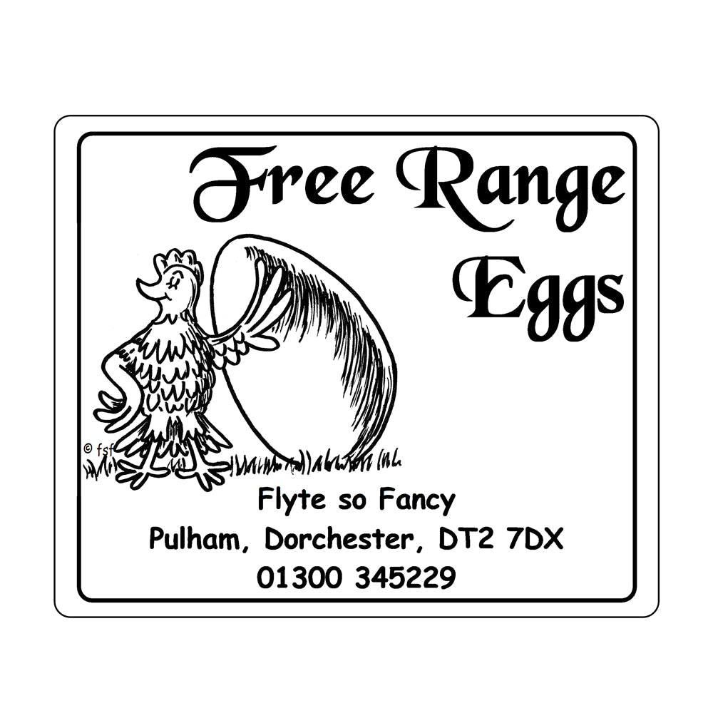 White Proud Chicken label for Free Range Eggs