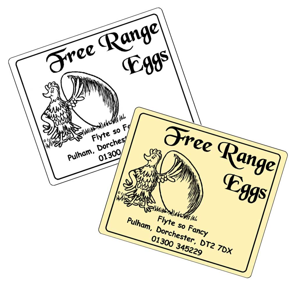 Proud Chicken label for Free Range Eggs, 2 colours