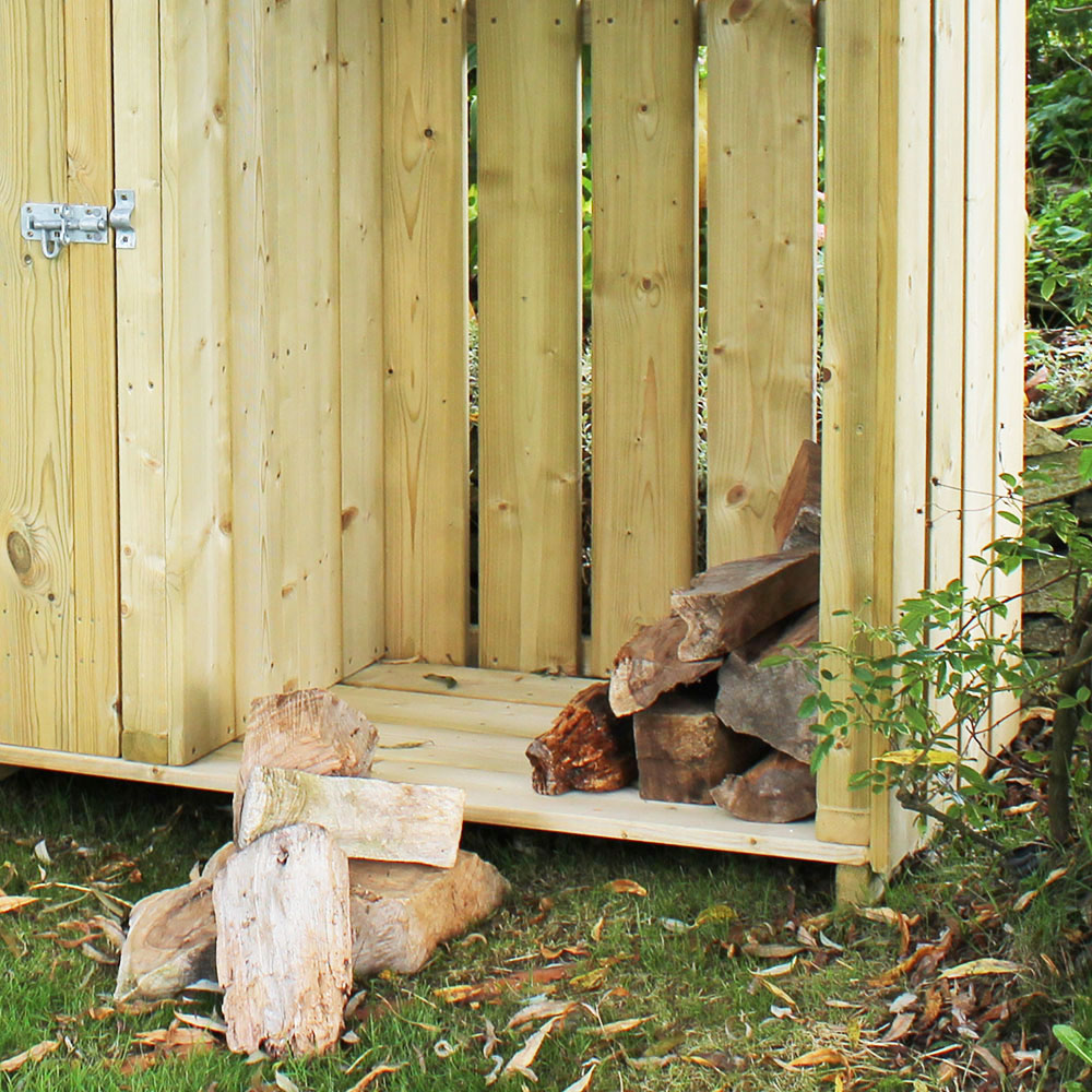 Okeford Garden & Log Store with Cedar Shingle Roof - 6ft wide