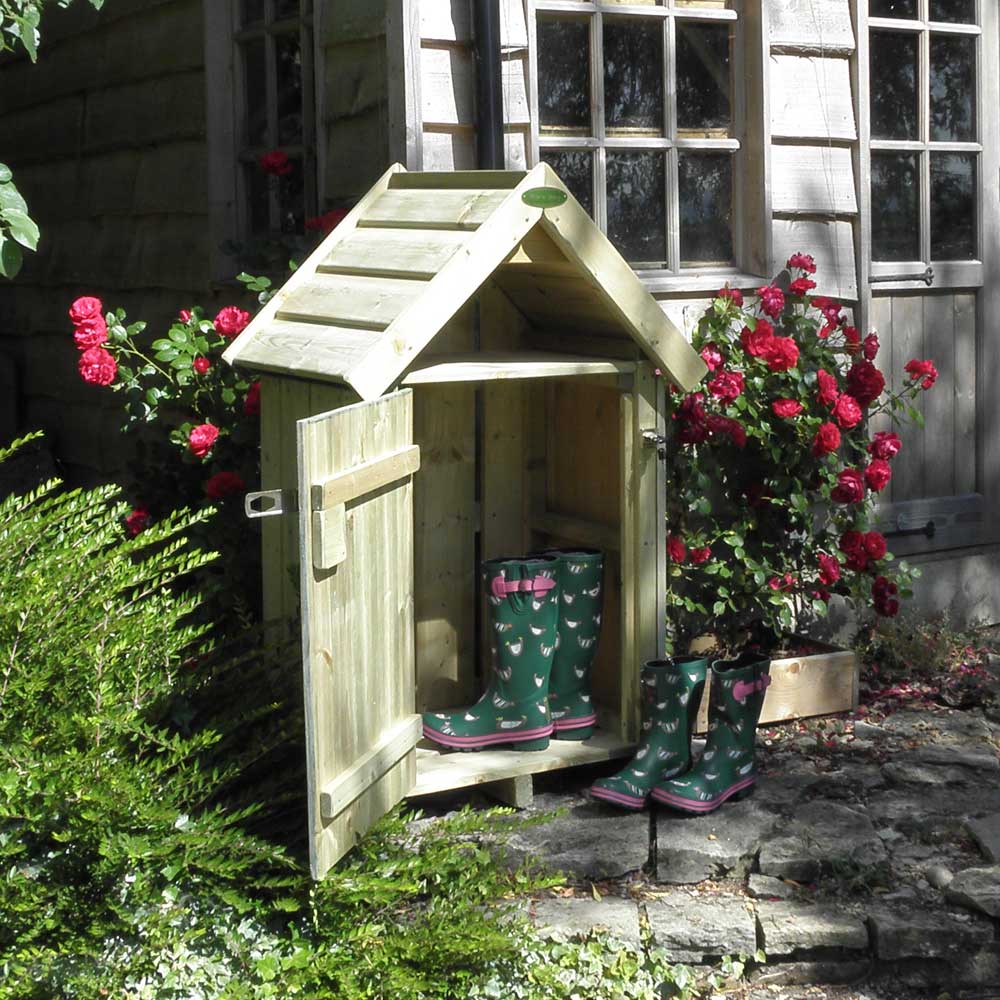 Outdoor Welly Boot Storage Hut UK made Garden Storage