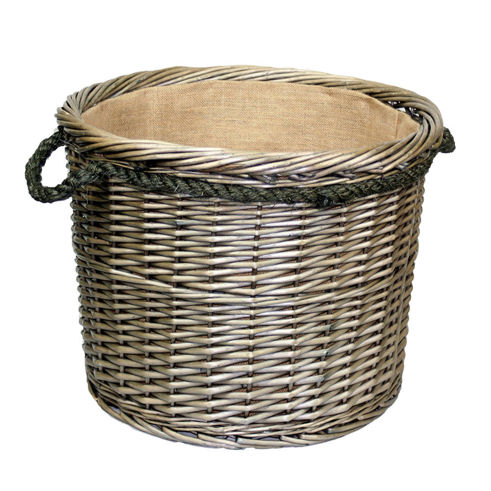 Large Round Deluxe Lined Willow Log Basket