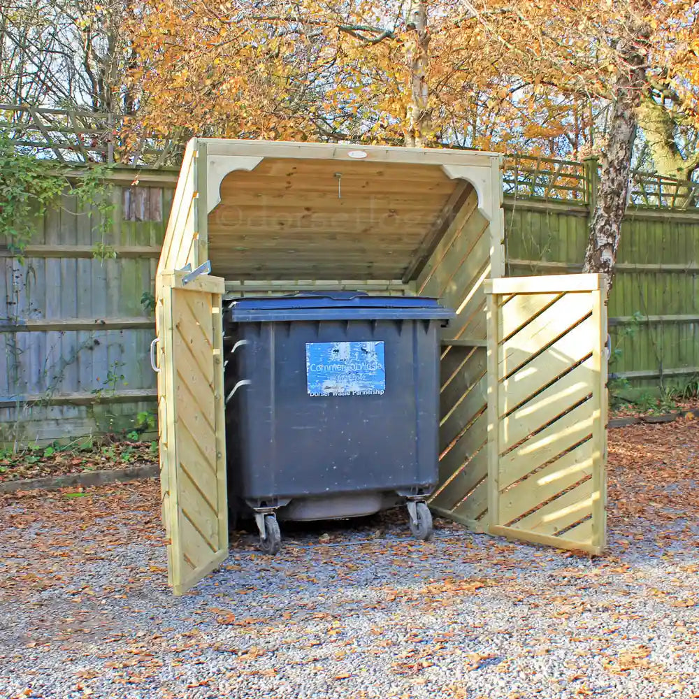 1100 Litre Wheelie Bin Store, open