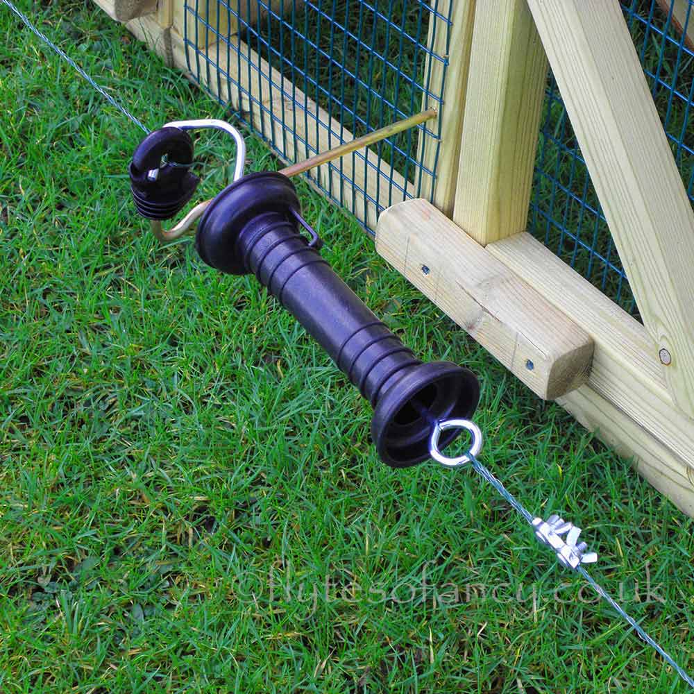 Detail of installed Anti-Fox Electric Fence for Poultry Runs