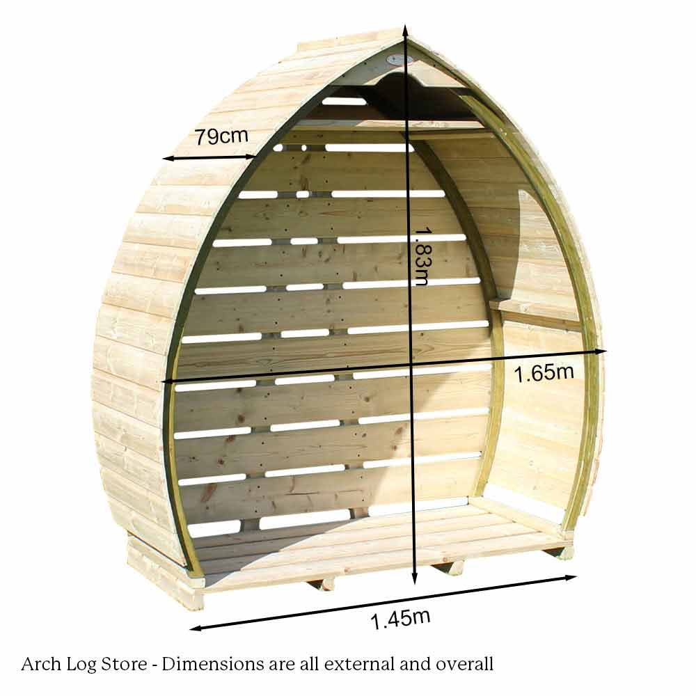 Large Arched Log Store dimensions