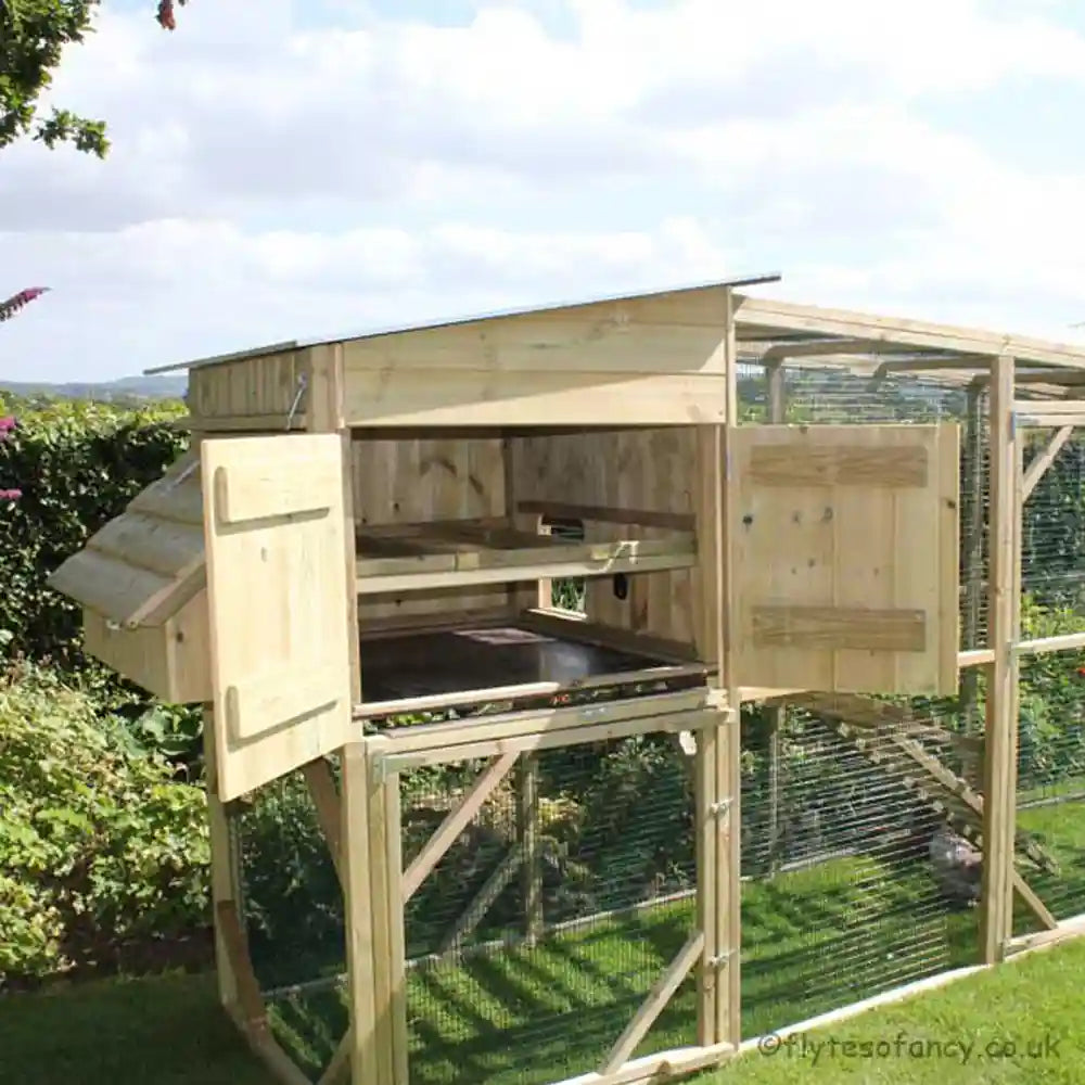 Inside the house of Flyte Aviary Grand Chicken Coop