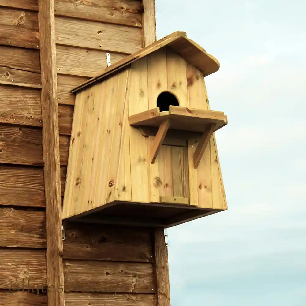 Flyte Barn Owl Nesting Box mounted on Barn