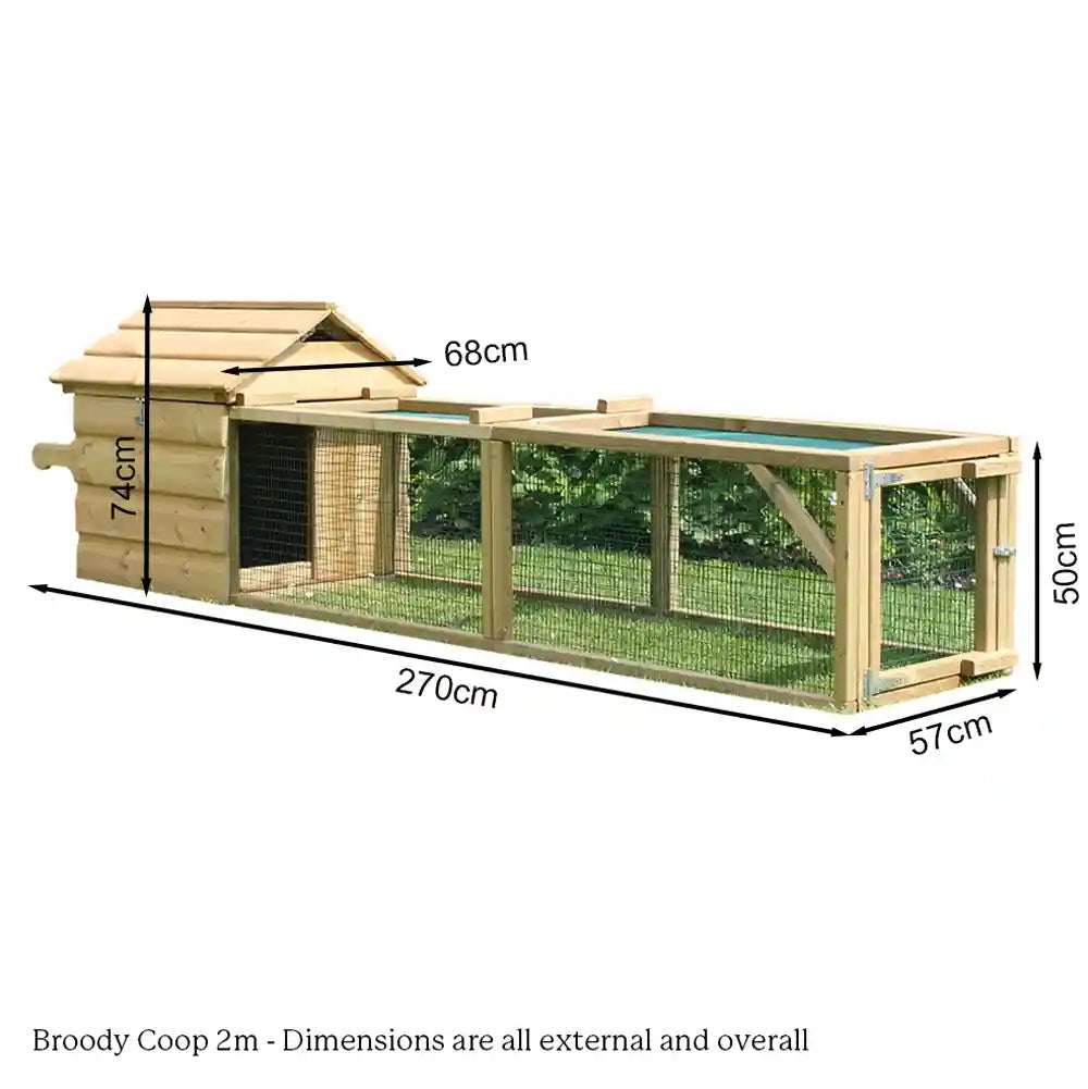 Dimensions pf Flyte so Fancy Broody Chicken Coop with Long Run