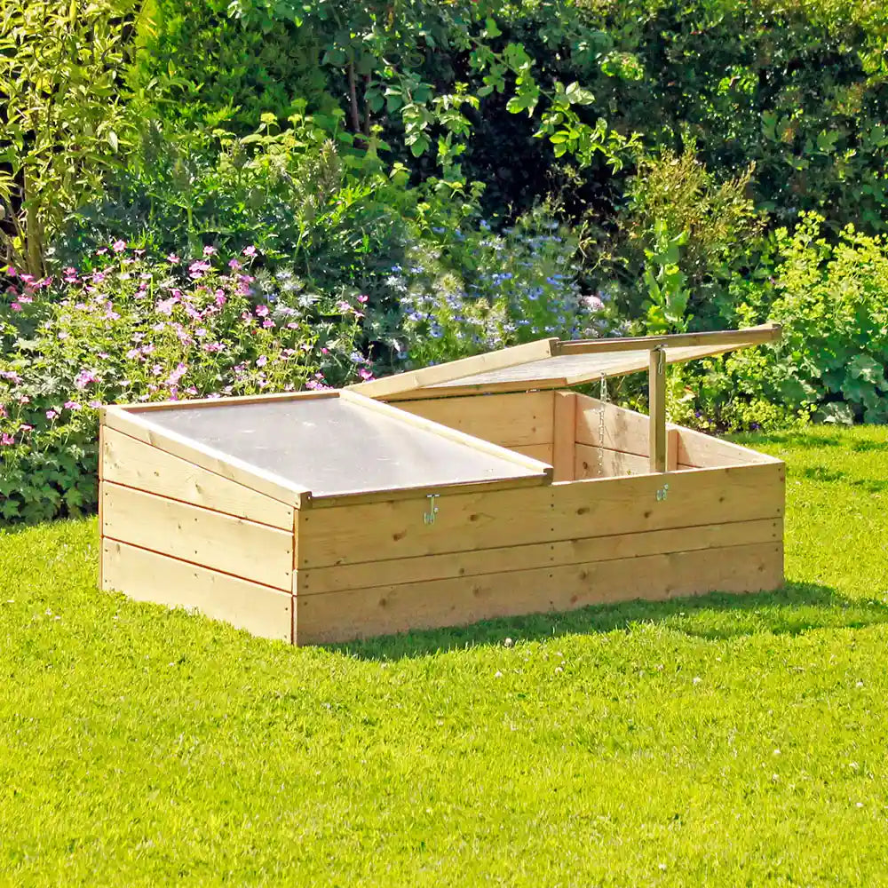 Timber Double Cold Frame, adjustable roof