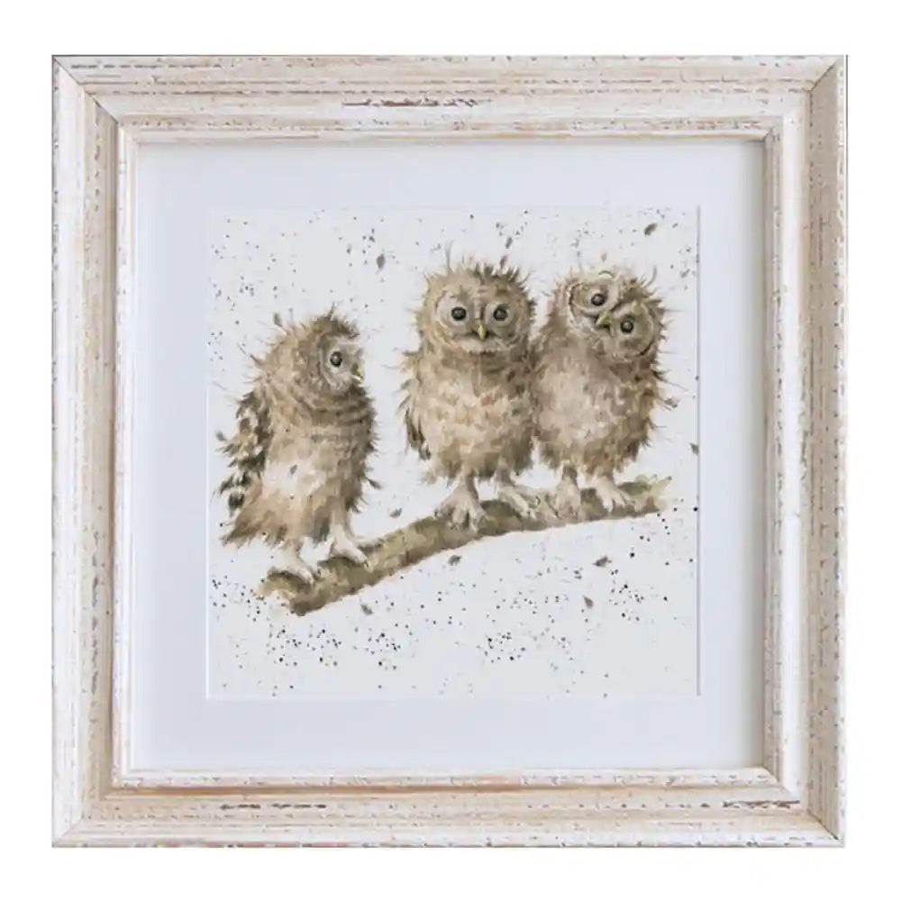 Framed Little Owls Card Print by Wrendale Designs