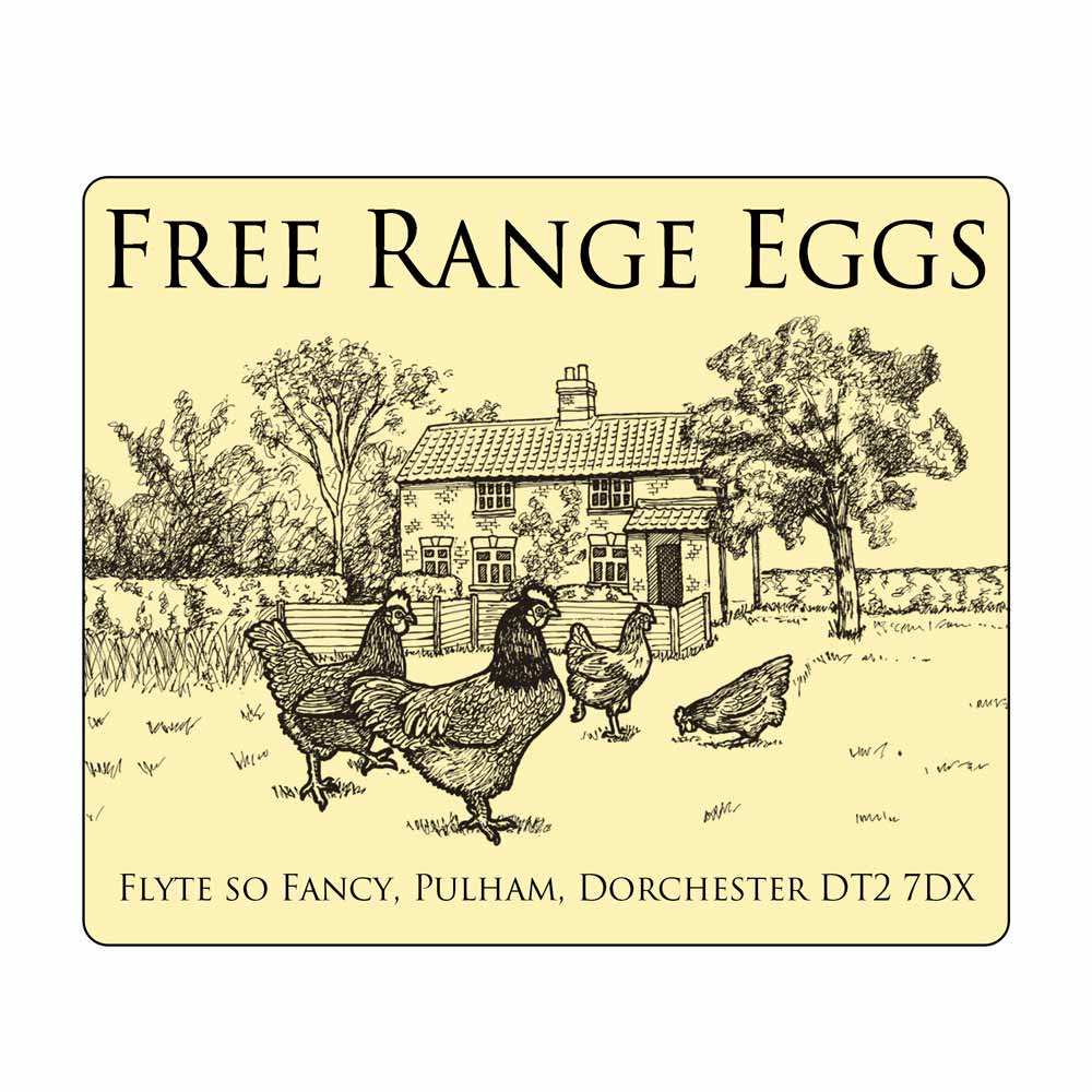 Cottage Egg Box Labels for Free Range Eggs, cream