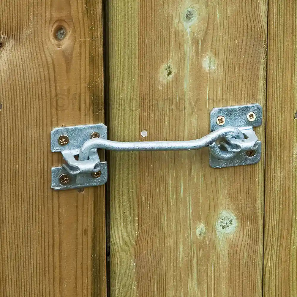 Galvanised Wire Cabin Hook & Keep attached to Chicken Coop