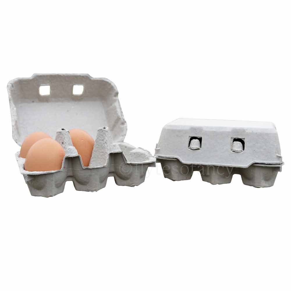 Front view Grey Egg Boxes for 6 eggs