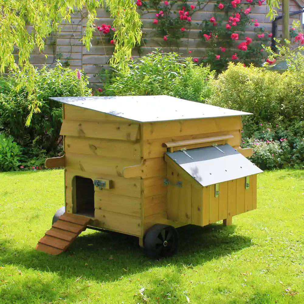 Rear view Handy 10 Hen House with wheels