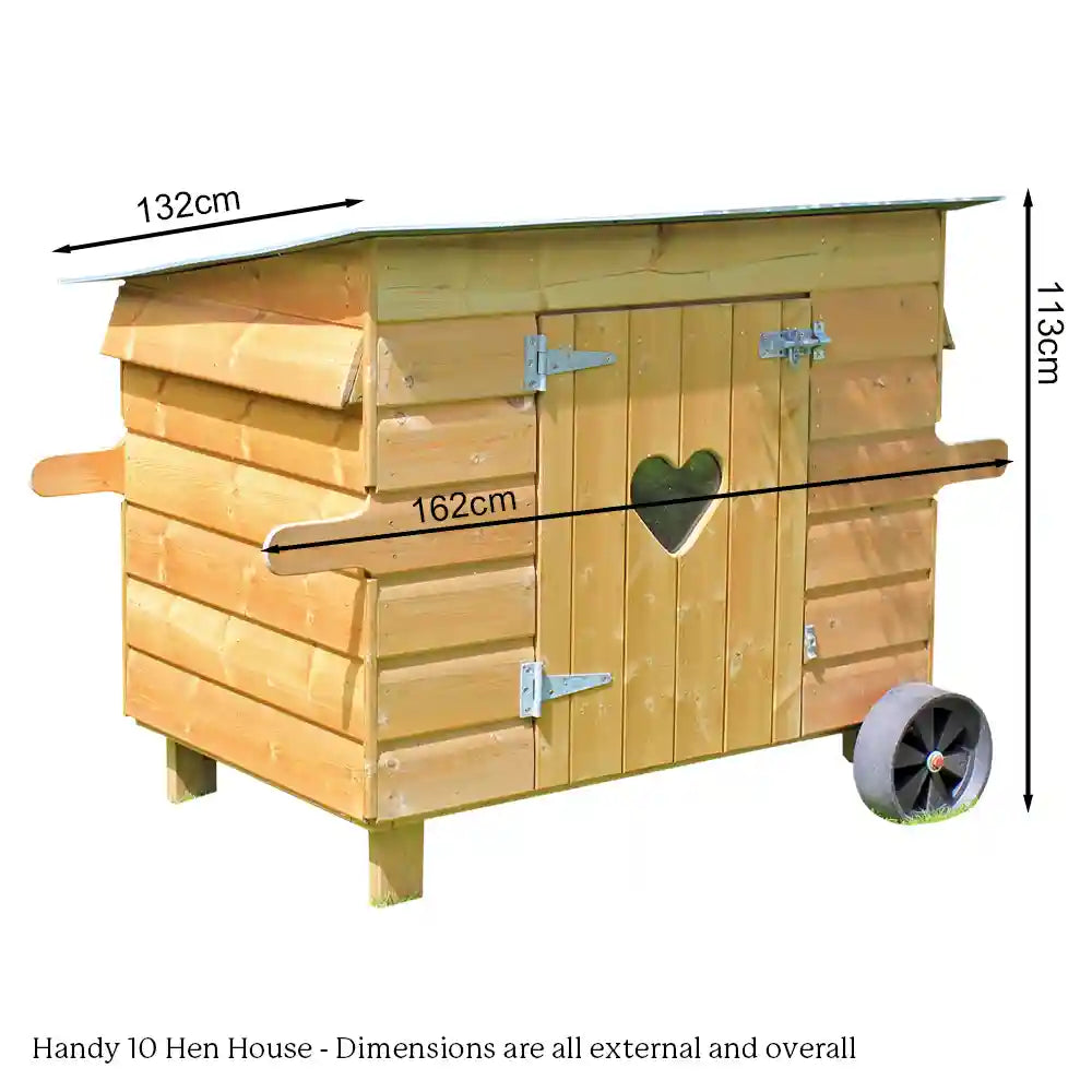 Dimensions of Handy 10 Hen House with wheels