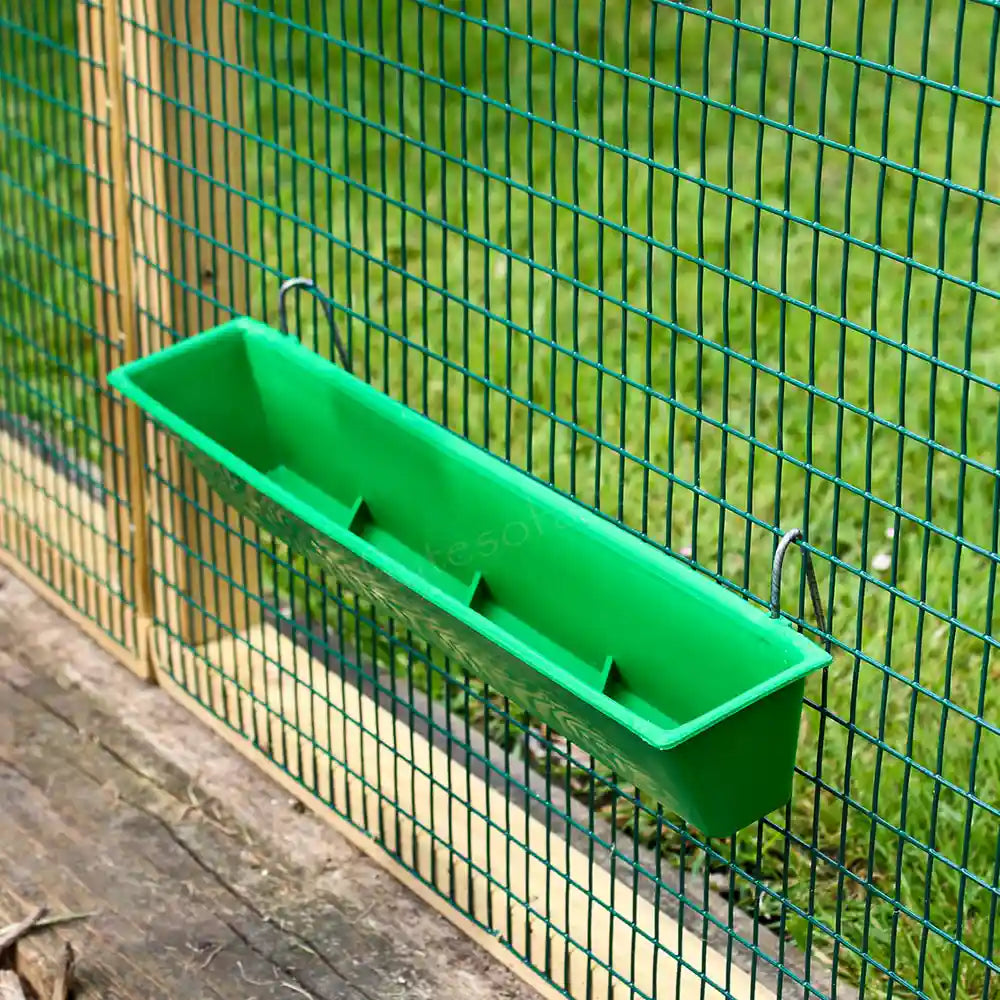 Green Cage Mounted Feeding Trough