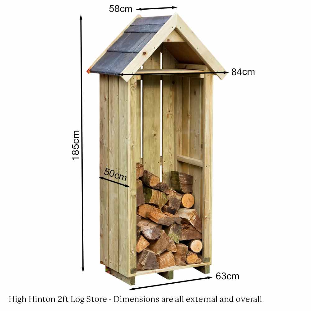 Dimensions of High Hinton Log Store, 2ft
