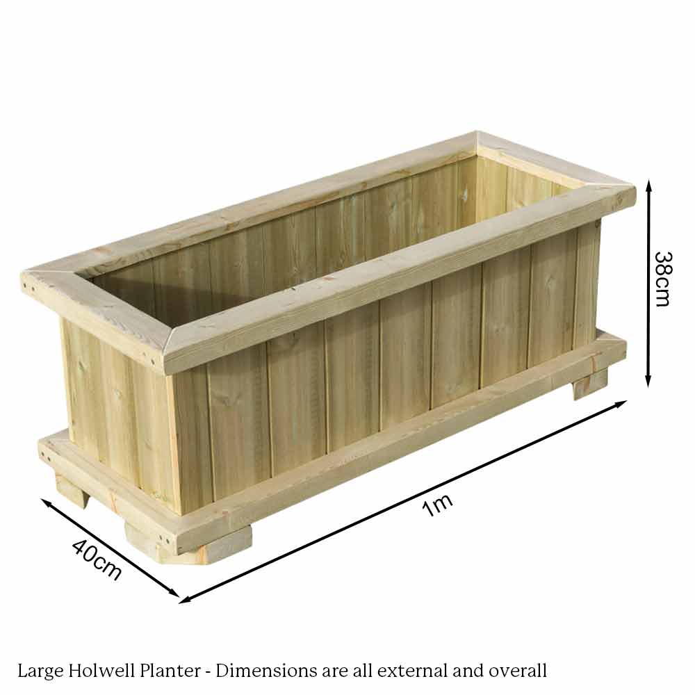 Holwell Heavy Duty Wooden Garden Planter, Large