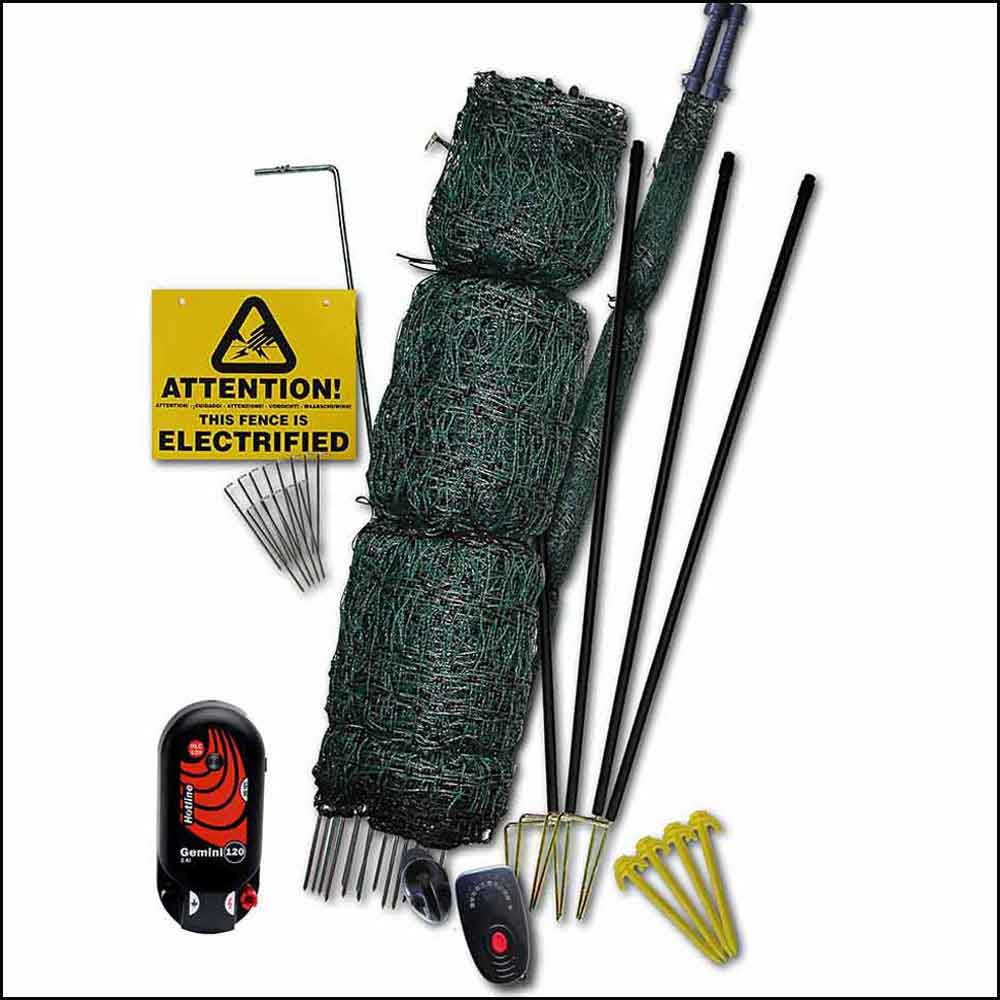 Contents of 50m Hotline Gated Poultry Netting Kit