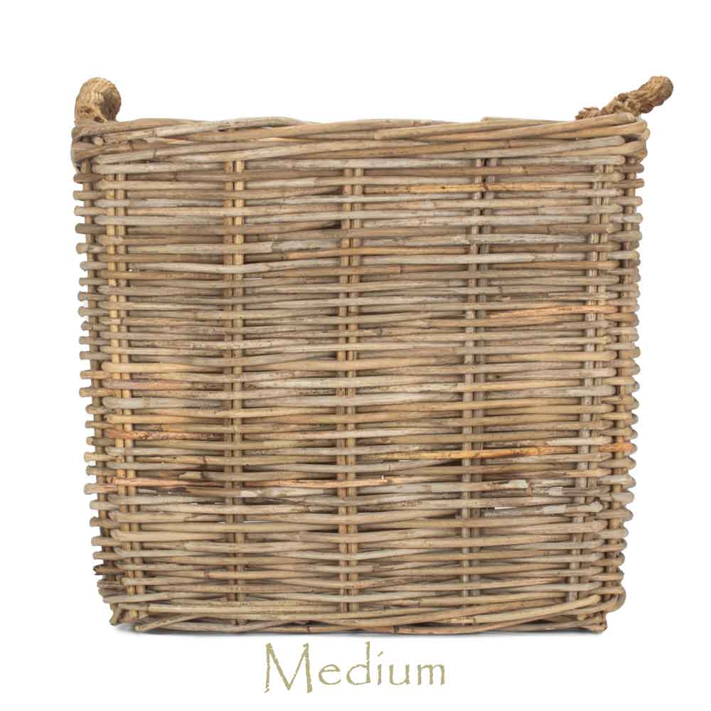 Square Grey Rattan Log/Storage Baskets