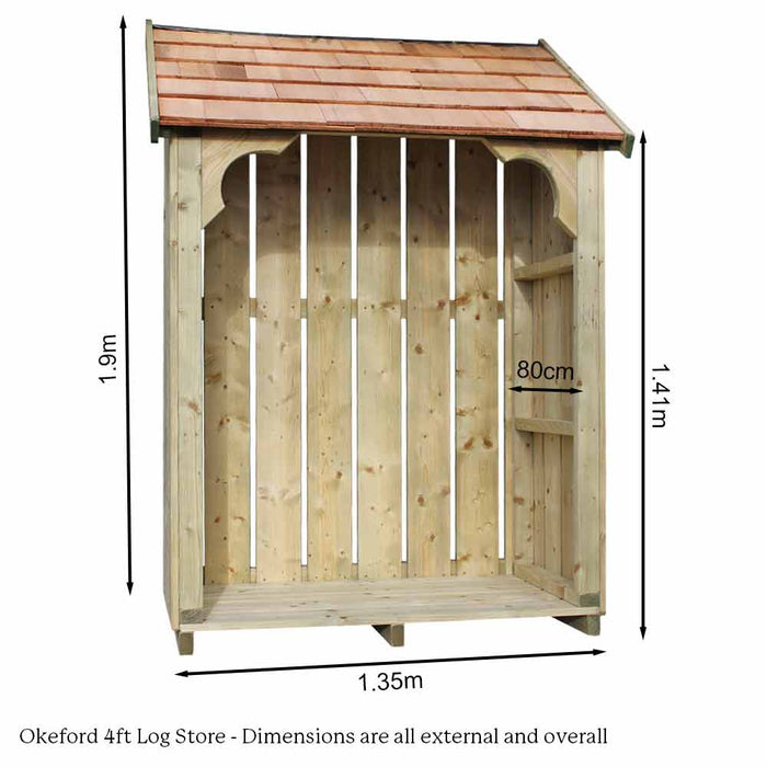 Okeford Log Store 4ft wide - Wood Stores made in Dorset