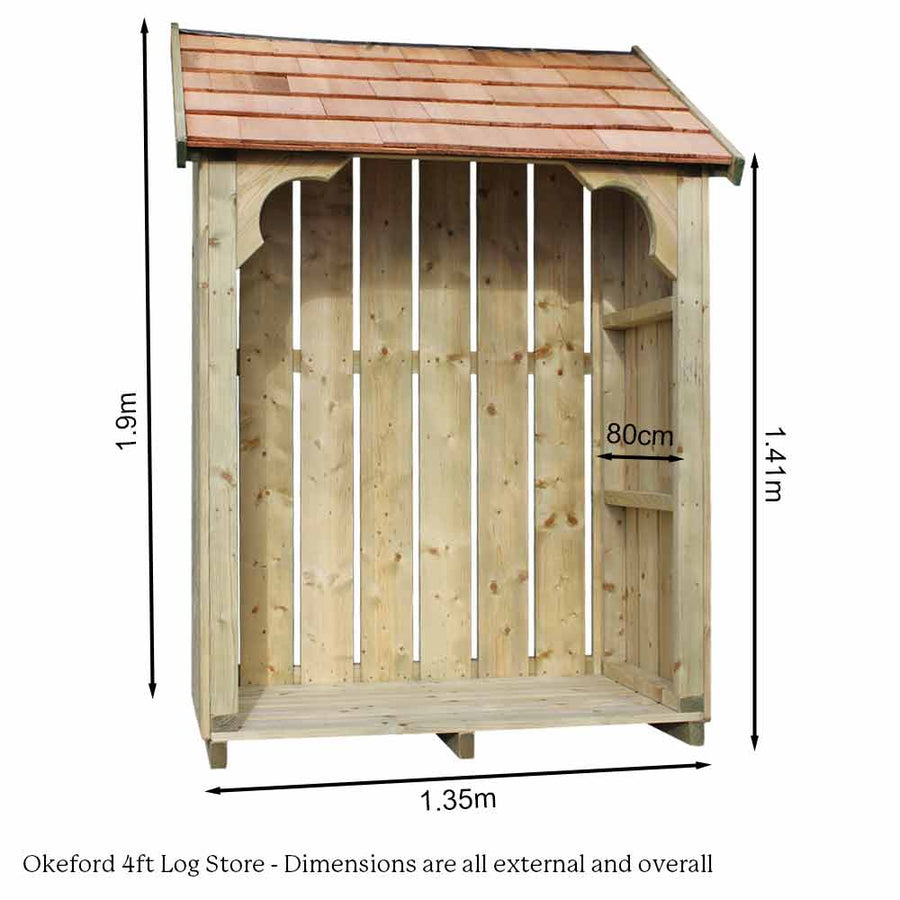 Okeford Log Store 4ft wide - Wood Stores made in Dorset