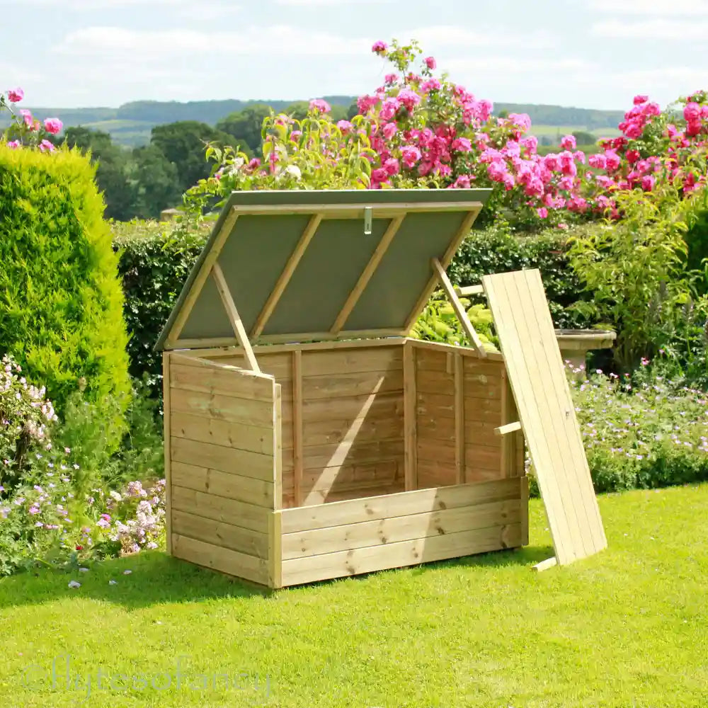 Dorset Garden Storage Box, lid and front open