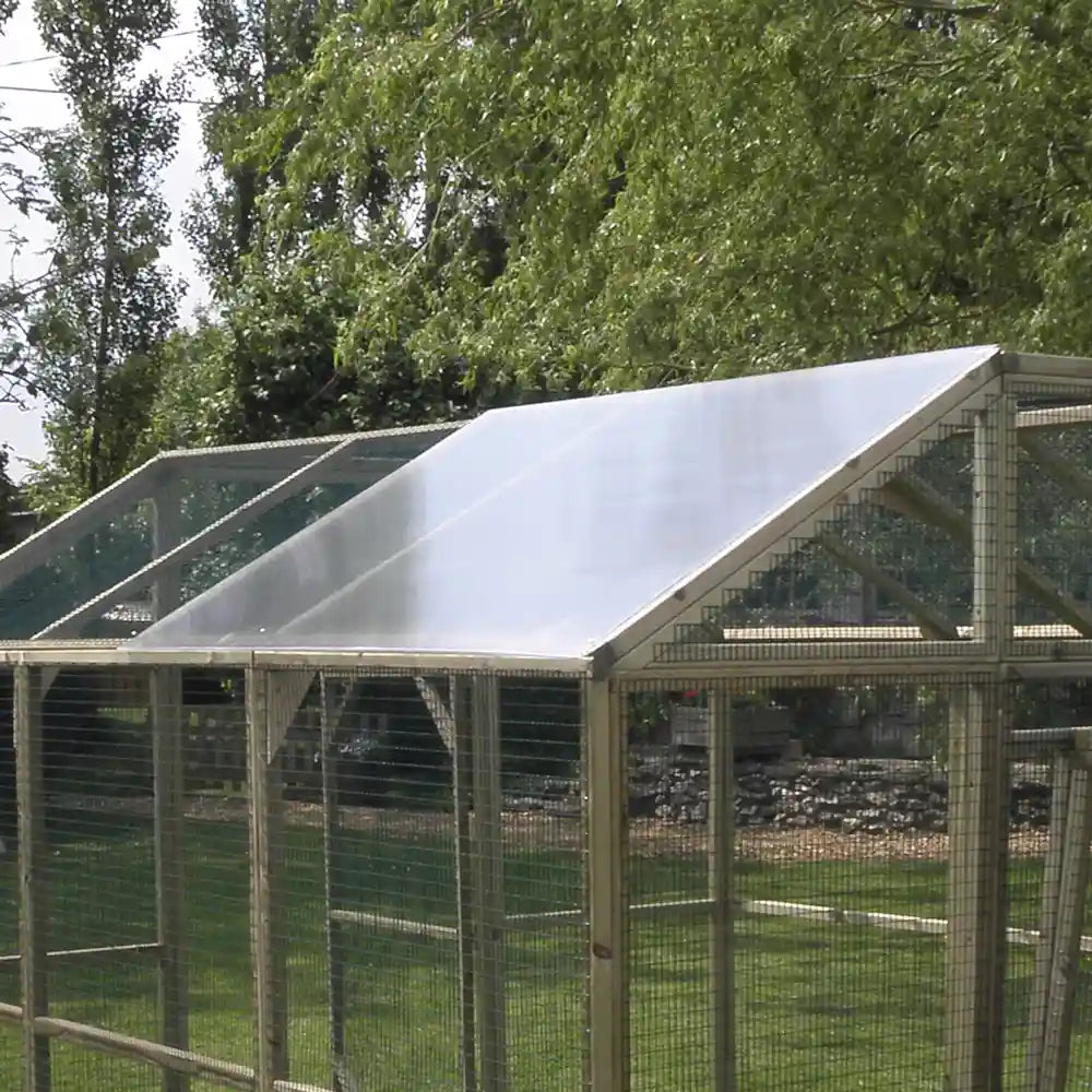 Polycarbonate Roofing for Poultry Pens fixed to Pen