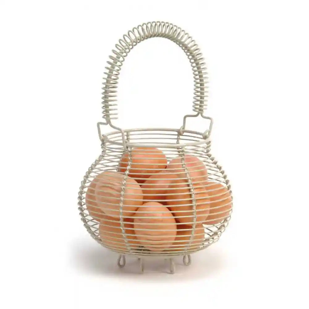 Small Round Wire Egg Basket with eggs